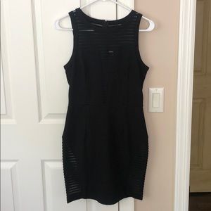 Tobi Black Fitted Mini Dress, Sheer Design